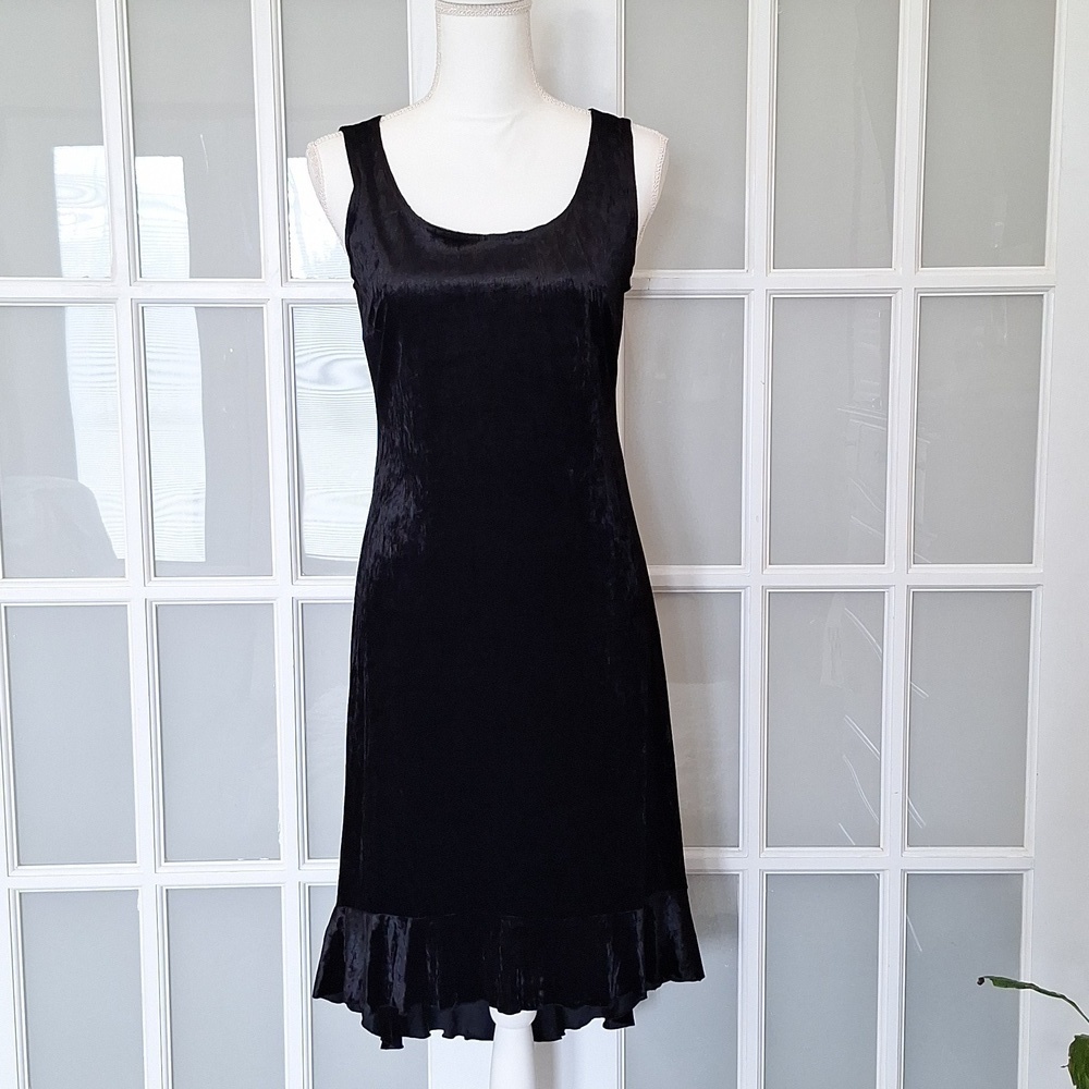 Vintage CDC Petite Velvet High Low Flounce Hem Dress - Picture 2 of 11